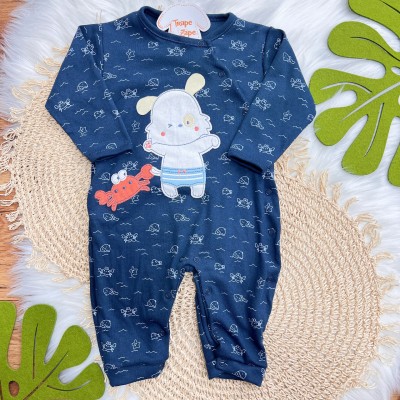 Macacão Trape Zape - Coelhinho Beach - Marinho Macacão Trape Zape - Coelhinho Beach - Marinho